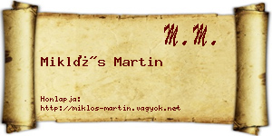 Miklós Martin névjegykártya